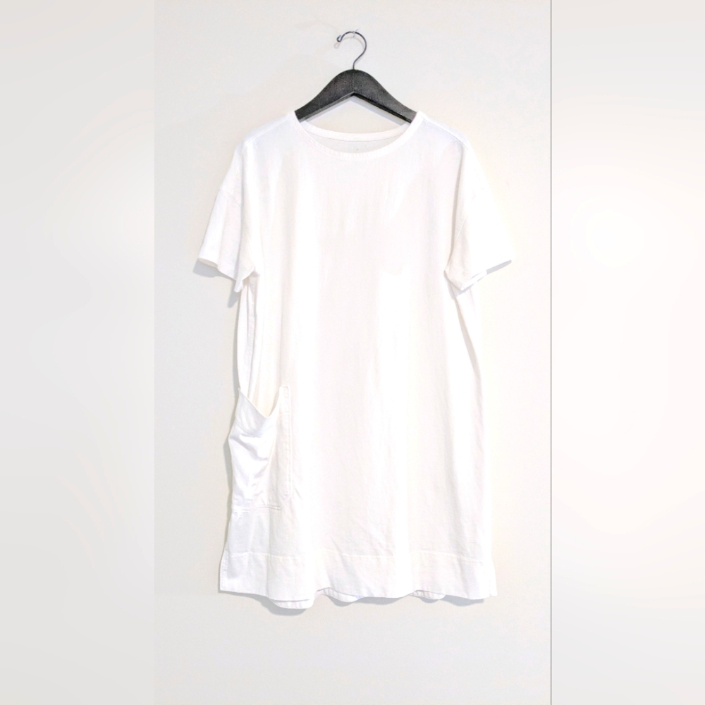 Everlane EUC Organic Cotton White Short Sleeve Mini Dress T Shirt medium